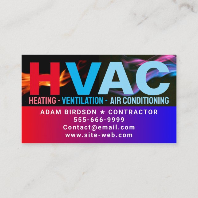 Carte De Visite Chauffage & Refroidissement & Climatisation | HVAC (Devant)