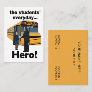 Carte De Visite Chauffeur de Bus Scolaire Héros des Élèves Transpo