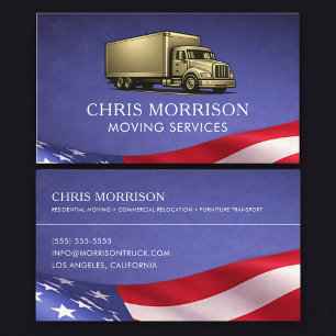 Carte De Visite Chauffeur de camion de déménagement patriotique Tr