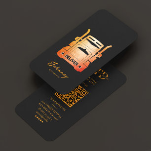 Carte De Visite Chauffeur de Camion Logistique en Mouvement Orange