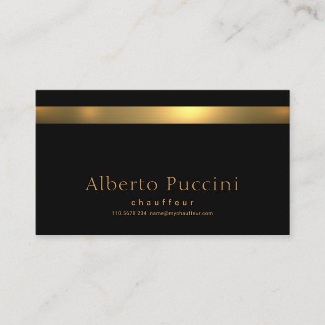 Carte De Visite Chauffeur de style rétro Faux Gold Stripe (Devant)