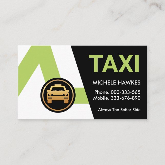 Carte De Visite Chauffeur de taxi créatif vert Routes (Devant)