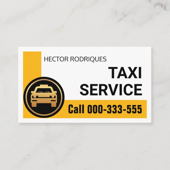 Carte De Visite Chauffeur de taxi élégant à angle jaune (Devant)
