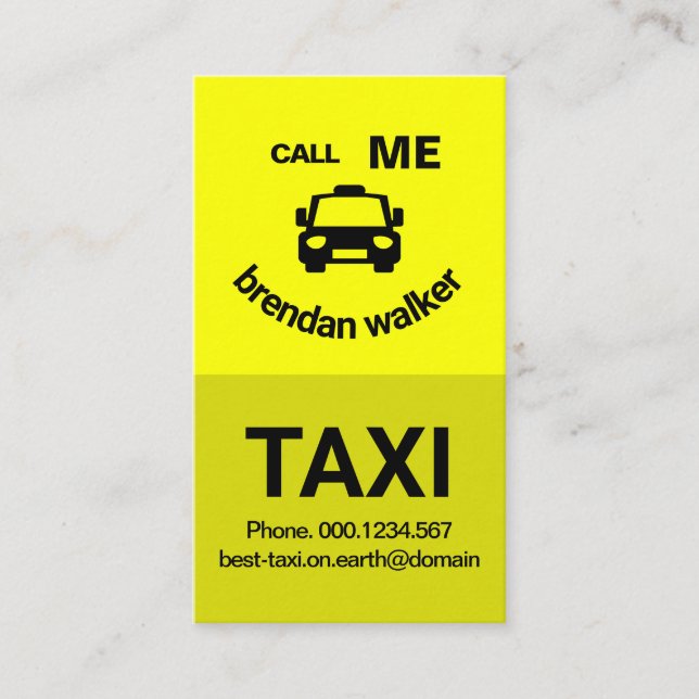 Carte De Visite Chauffeur de taxi face de couche jaune mou sourian (Devant)