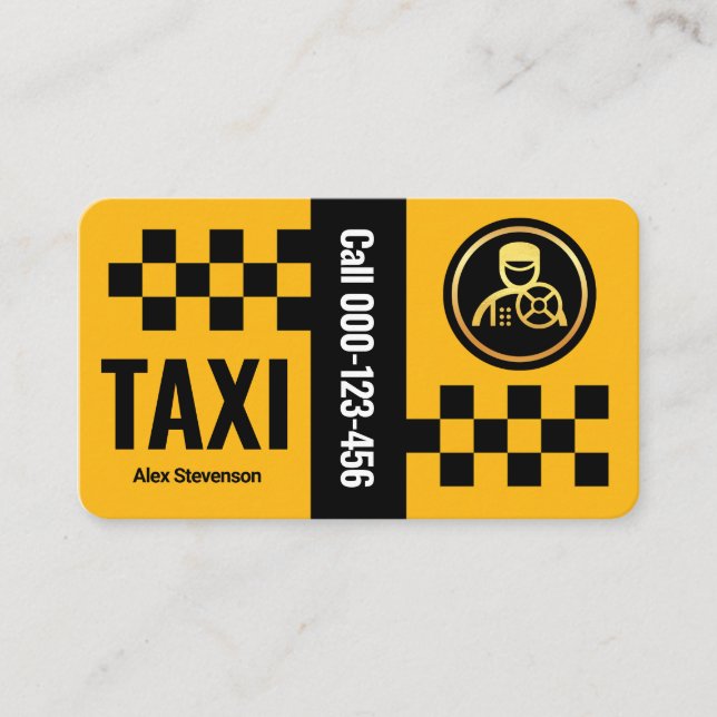 Carte De Visite Chauffeur de taxi Jaune (Devant)
