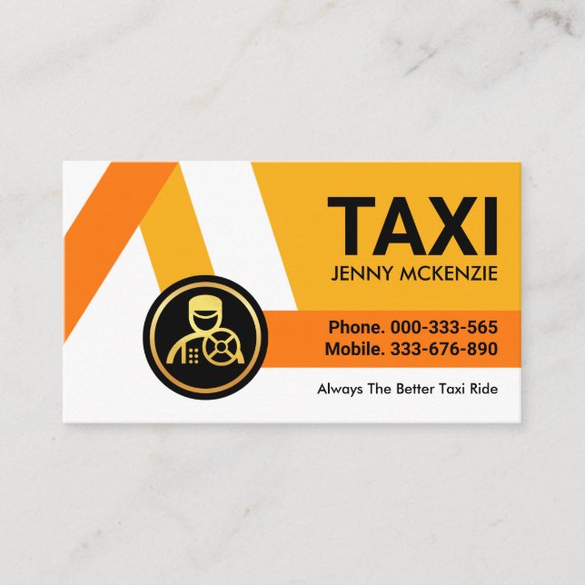 Carte De Visite Chauffeur de taxi Jaune (Devant)