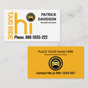 Carte De Visite Chauffeur de taxi jaune HI
