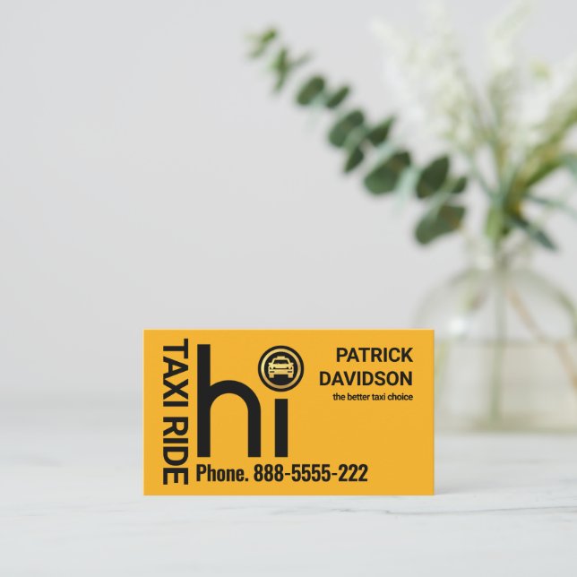 Carte De Visite Chauffeur de taxi jaune HI (Debout devant)