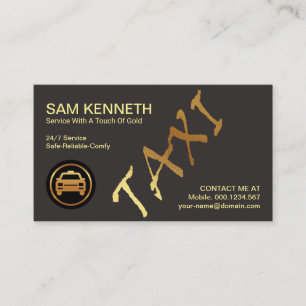 Carte De Visite Chauffeur de taxi pour taxi en or gris