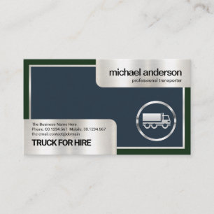 Carte De Visite Chauffeur de transport Camion boîte en argent élég