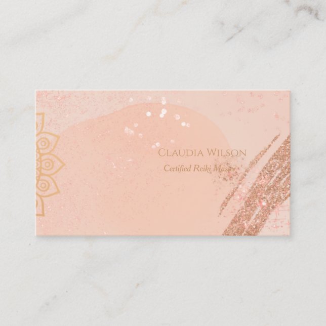 Carte De Visite Chauffeur d'énergie spirituelle Mandala Reiki rose (Devant)