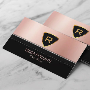 Carte De Visite Chauffeur Luxury Gold Monogramme Logo Rose Gold