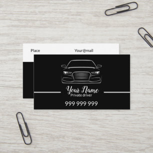 Carte De Visite Chauffeur privé ou taxi élégant noir