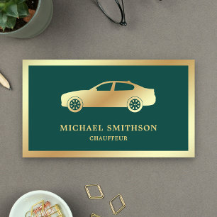 Carte De Visite Chauffeur professionnel Dark Green Gold Car