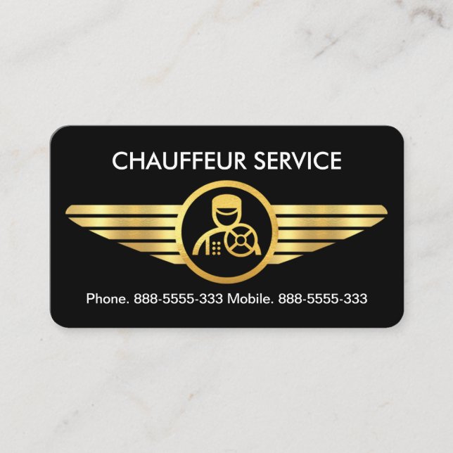 Carte De Visite Chauffeur sur les ailes d'or (Devant)