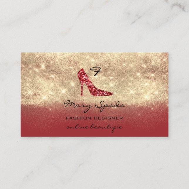 Carte De Visite Chaussures de monogramme Parties scintillant RedGo (Devant)