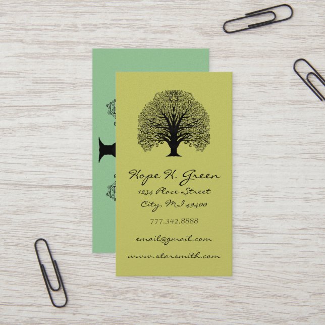 Carte De Visite Chaux et BLack Arbre à traîneaux (Devant/Arrière en situation)