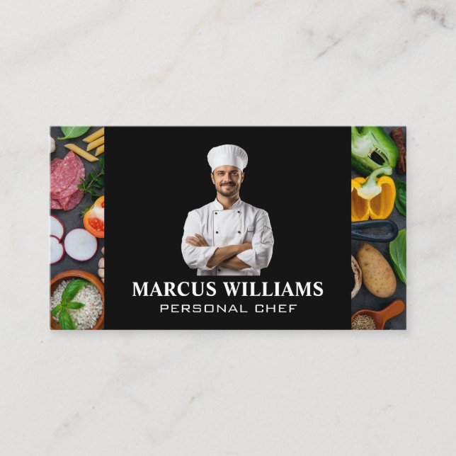 Carte De Visite Chef Armoiries croisées | Aliments hachés (Devant)
