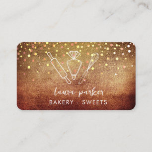 Carte De Visite Chef boulangerie avec Whisk Rolling Pin Piping Sac