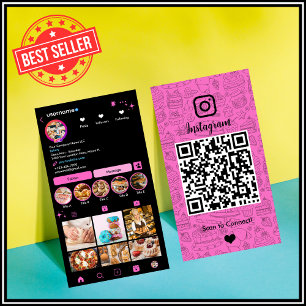 Carte De Visite Chef boulangerie Instagram Pink Pastry Caterer QR
