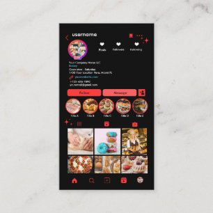 Carte de visite Chef Boulangerie Instagram Rouge P