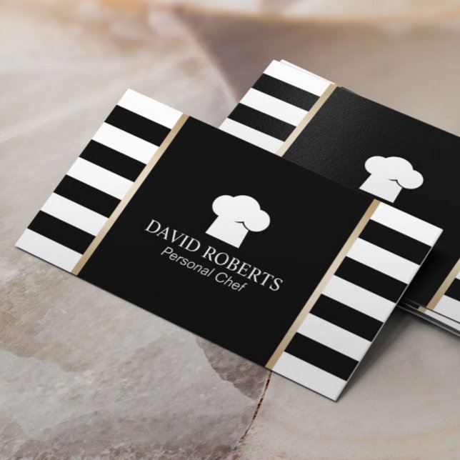 Carte De Visite Chef Boulangerie Restauration Moderne Bande Noire  (Créateur téléchargé)