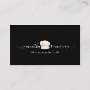 Carte De Visite Chef Casquette de la boulangerie minuscule noire