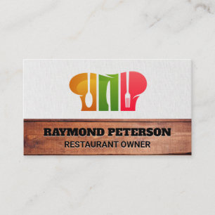Carte De Visite Chef Casquette et argenterie   Logo Cuisiner