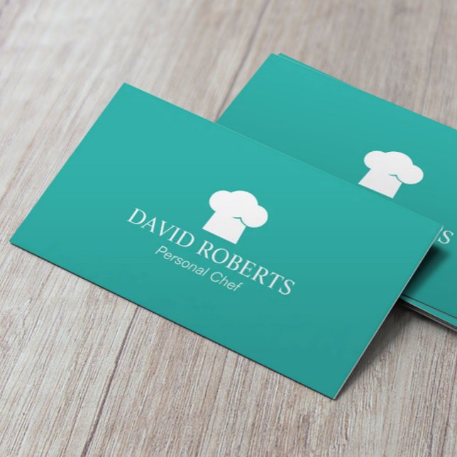 Carte De Visite Chef Casquette Logo Boulangerie Restauration Turqu (Créateur téléchargé)