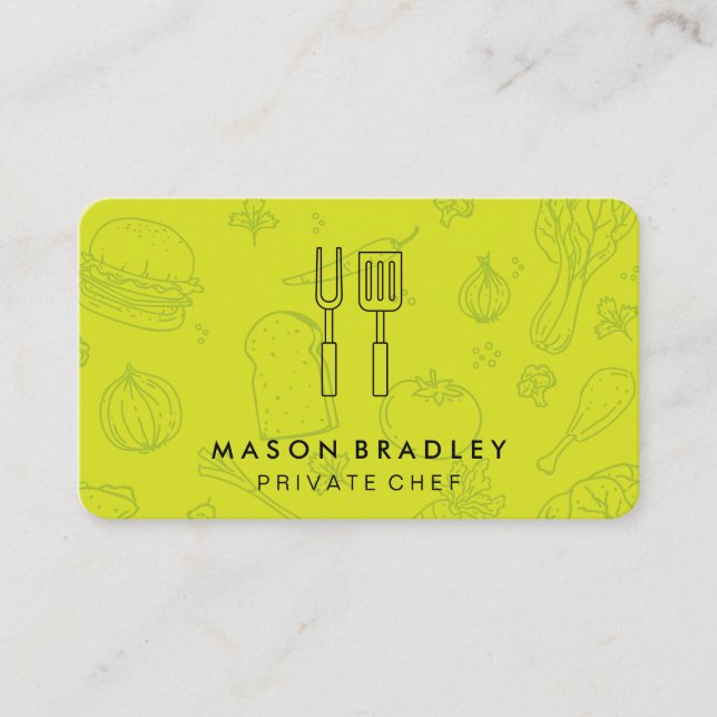 Carte De Visite Chef | Cuisine BBQ | Motif alimentaire (Devant)