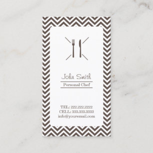 Carte De Visite Chef Cuisine Brown Chevron Stripes
