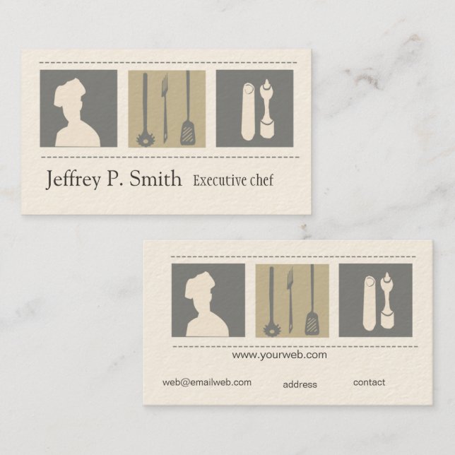 Carte De Visite Chef cuisinier Cuisine foodiste (Devant / Derrière)