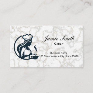 Carte De Visite Chef Cuisinier Marbre Blanc Marbre Noir