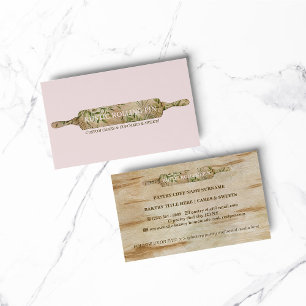 Carte De Visite Chef de boulangerie à rouleau floral rustique
