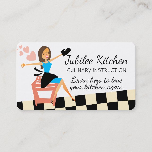 Carte De Visite Chef de classe cuisine de la femme aux cheveux per (Devant)
