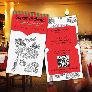 Carte De Visite Chef de restaurant italien de fine dining