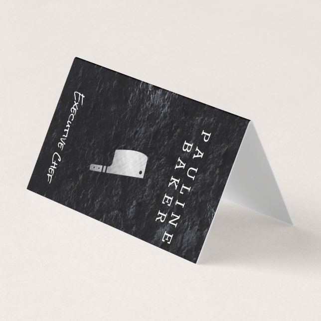 Carte De Visite Chef exécutif | Ardoise | Couteau de Cuisine (Devant)