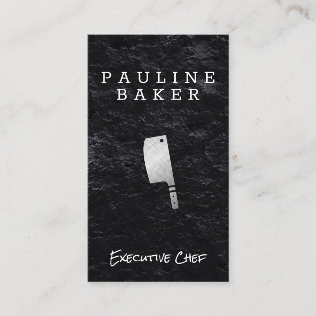 Carte De Visite Chef exécutif | Ardoise | Couteau de Cuisine (Devant)