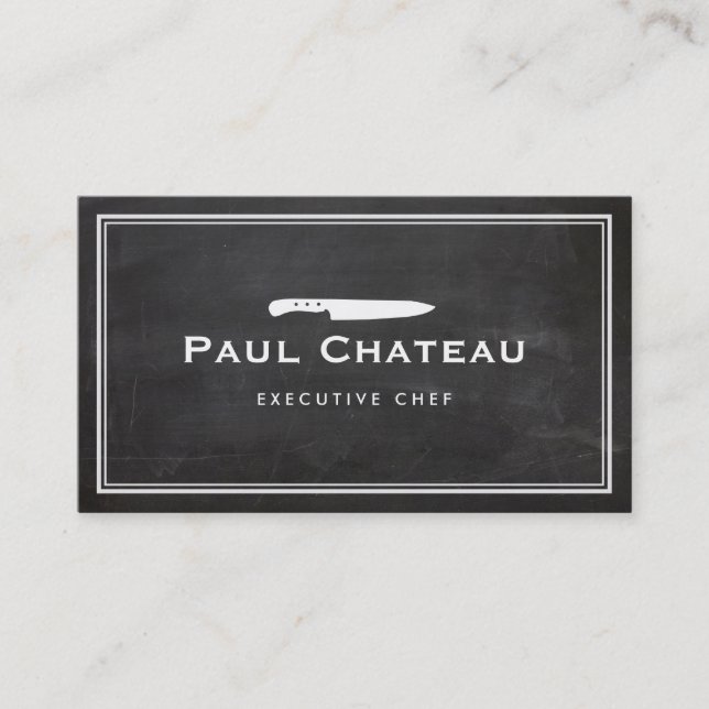 Carte De Visite Chef exécutif cool Knife Blogo Black Chalkboard (Devant)
