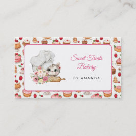 Carte De Visite Chef Kitten Bakery Pink