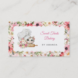 Carte De Visite Chef Kitten Bakery Pink