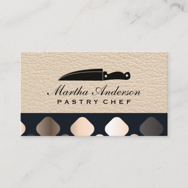 Carte De Visite Chef Knife | Motif métallique en cuir (Devant)