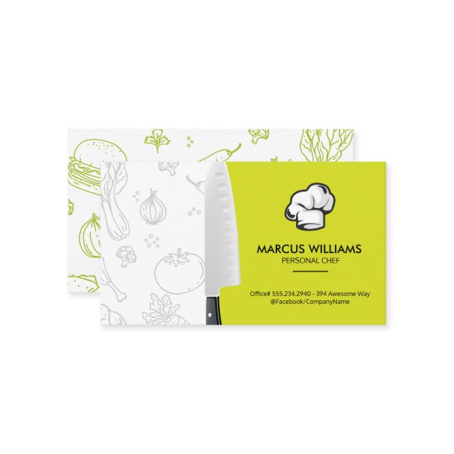 Carte De Visite Chef Knife | Toque (Devant/Arrière en situation)