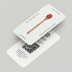 Carte De Visite Chef Minimaliste Traiteur Élégant Cuillère en Bois