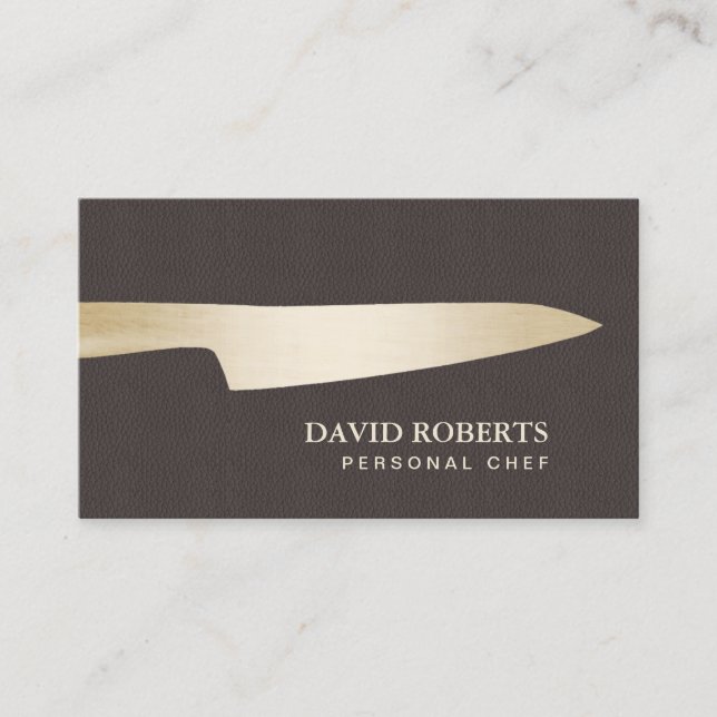 Carte De Visite Chef Modern Gold Knife Professionnel (Devant)
