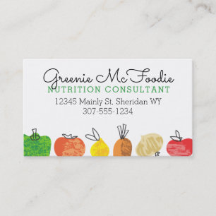 Carte De Visite Chef nutritionniste biologique et végétal de fruit