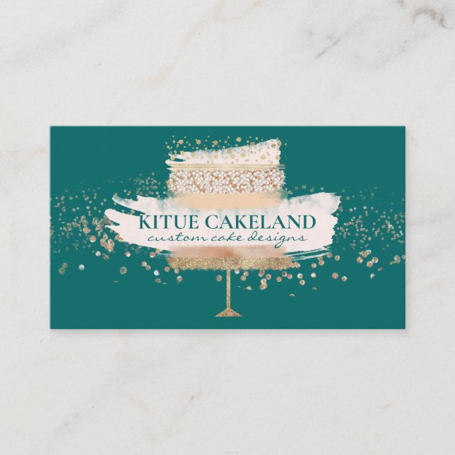 Carte De Visite Chef pâtissier Blush Pink Bakou Green Parties scin (Devant)