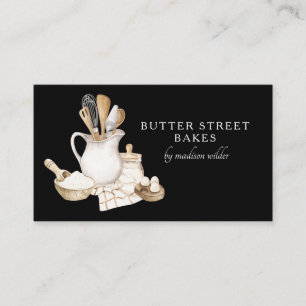 Carte De Visite Chef Pâtissier Boulangerie Aquarelle Noir
