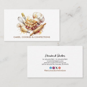Carte De Visite Chef Pâtissier Boulangerie Aquarelle Or Cuisine Tr