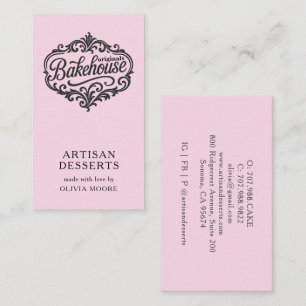 Carte De Visite Chef Pâtissier Boulangerie Élégante Rose